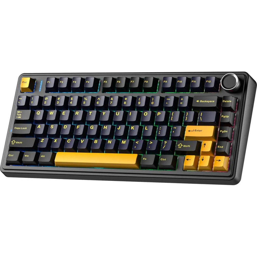 Aula F75 Безпровідна Ігрова Клавіатура 75% RGB підсвітка HotSwap, Чорно-Жовта