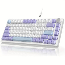 Ігрова Механічна Дротова Клавіатура Ajazz AK820 75% Біло-Фіолетова RGB підсвітка